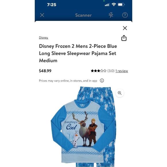 Disney Frozen 2 Mens 2-Piece Blue Long Sleeve Sleepwear Pajama Set - Picture 10 of 11